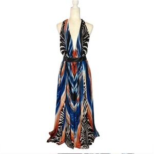 TOV Holy Multicolor Halter Maxi Dress